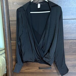 H&M Black Wrap Blouse for Women